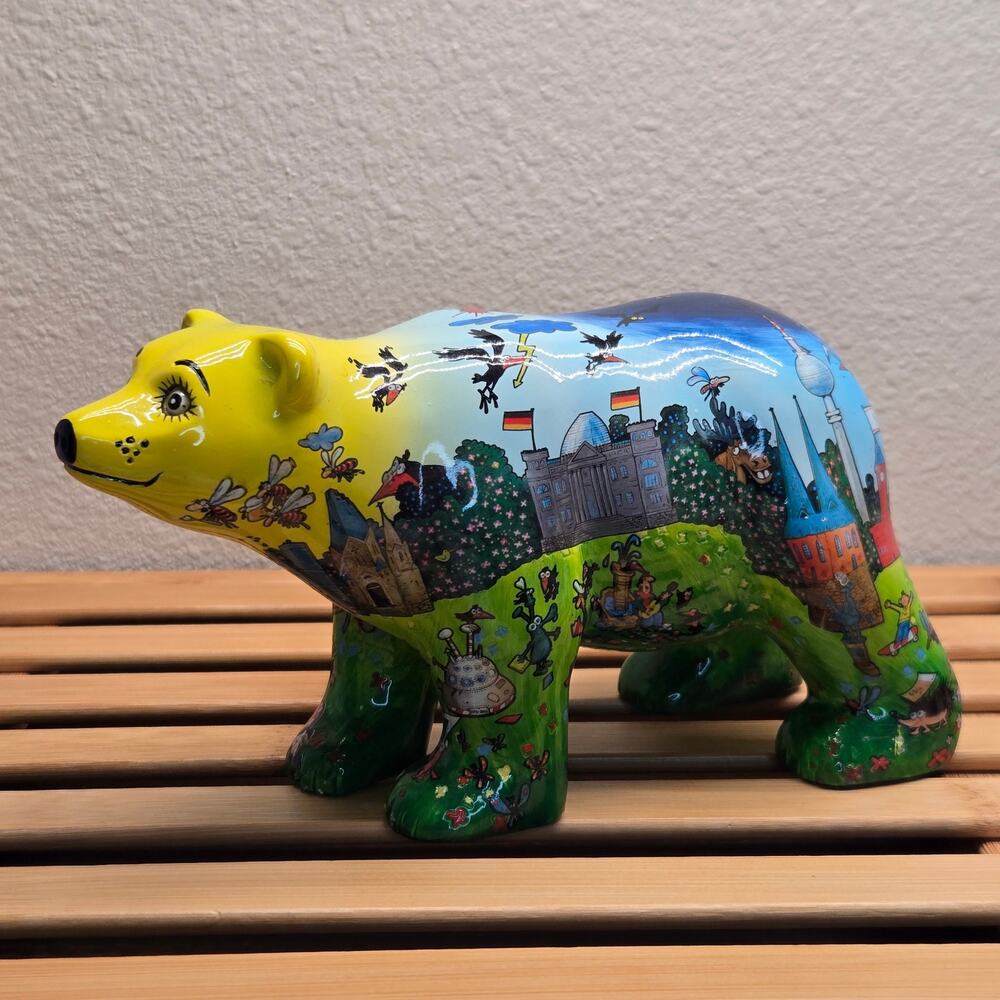 Buddy Bear Berlin Figurine 7" Valeriu Kurtu Cartoon City Collage Art Statue